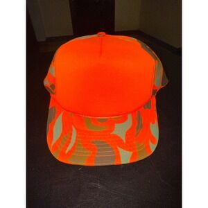 Vintage Orange Camo Trucker Hat Adjustable Designer Award Headwear Cap